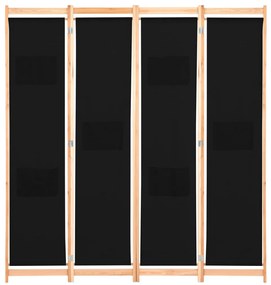 Divisória de quarto com 4 painéis 160x170x4 cm tecido preto