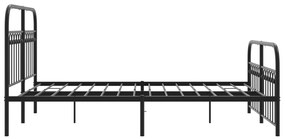 Estrutura de cama com cabeceira e pés 140x190 cm metal preto