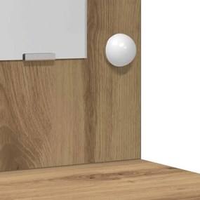 Mesa de Maquiagem com Luzes LED Carvalho Artesanal 78,5x41x135 cm