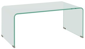 HOMCOM Mesa de Centro em Vidro Mesa de Centro Retangular estilo Moderno em Vidro Temperado Bordas Arredondadas Seguras Transparente | Aosom Portugal
