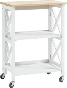 HOMCOM Carrinho de Cozinha Dobrável Carrinho de Serviço com Rodas e Prateleiras de 2 Níveis 60x40x84cm Branco | Aosom Portugal