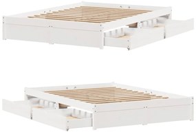 Cama sem colchão 160x200 cm madeira de pinho maciça branco