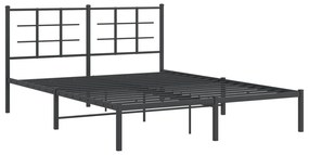 Estrutura de cama em metal com cabeceira 150x200 cm preto