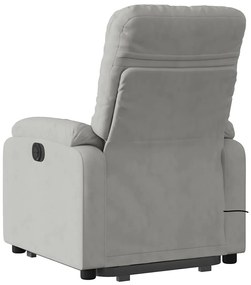Poltrona massagens elétrica elevatória microfibra cinza-claro