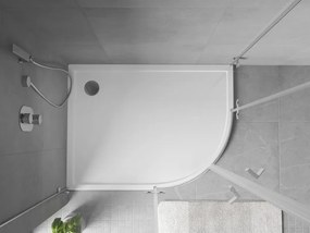 Mexen Flow base de duche semicircular assimétrica slim esquerda 90 x 80 cm, branco brilhante - 46Q108090L