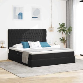 vidaXL Cama com Armazenamento com colchão Preto 200 x 200 cm Veludo