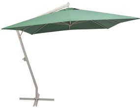 vidaXL Guarda-sol suspenso com poste de alumínio 300x300 cm verde