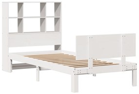 Cama com estante sem colchão 90x200 cm pinho maciço branco