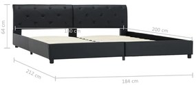 Estrutura de cama 180x200 cm couro artificial preto