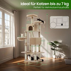 Arranhador para gatos com 13 colunas para arranhar 60 x 50 x 206 cm Castanho