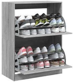 Sapateira c/ 2 gavetas articuladas 80x42x108 cm cinzento sonoma