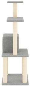 Árvore p/ gatos c/ postes arranhadores sisal 105 cm cinza-claro