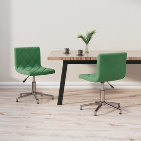 vidaXL Cadeiras de jantar giratorias 2 pcs veludo verde-escuro