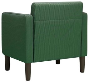 Poltrona com apoio de braços 54 cm tecido corduroy verde escuro
