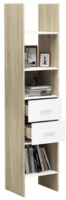 Estante 40x35x180 cm contraplacado branco e carvalho sonoma