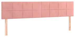 Cabeceira de cama c/ luzes LED veludo 200x5x78/88 cm rosa