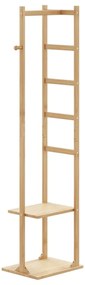 Cabide com ganchos e prateleiras 38,5x30x156 cm bambu