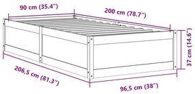 Cama sem colchão 90x200 cm madeira de pinho maciça
