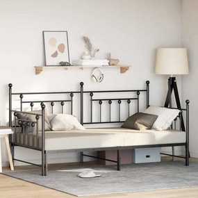 Estrutura de Daybed com Cama Extra VidaXL Preta 90x190 cm Aço