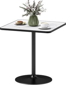 Mesa de jantar para 4 pessoas 70 x 70 cm, mesa de cozinha de estilo moderno com tampo com efeito de mármore e base redonda, branca e preta