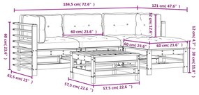 5 pcs conjunto lounge jardim com almofadões madeira maciça