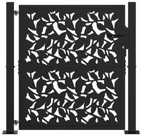 Portão de jardim 105x106 cm design em folha de aço preto