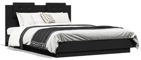 Estrutura cama c/ cabeceira 140x200 cm derivados madeira preto