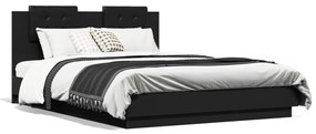 vidaXL Estrutura cama c/ cabeceira 140x200 cm derivados madeira preto