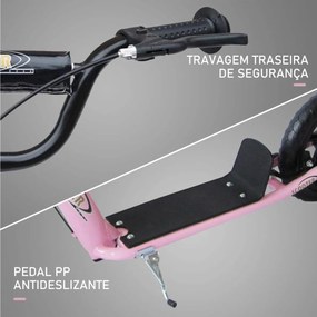 Trotinete para Crianças acima de 5 anos Scooter de 2 Rodas Grandes de 12 Polegadas com Freio e Guidão Ajustável em Altura Carga Máx. 50kg 120x52x80-88