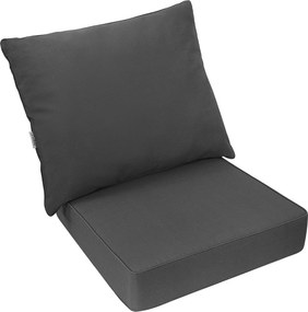 Conjunto de 2 almofadas amovíveis (CADEIRA NÃO INCLUIDA) para movéis de jardim com fitas antiderrapantes e enchimento macio Cinzento