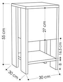 Mesa de Cabeceira "Viana" com Porta e Prateleiras - Antracite - 30x55x