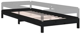 Cama empilhável 75x190 cm madeira de pinho maciça preto