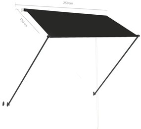 Toldo retrátil com LED 250x150 cm antracite