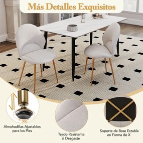 Conjunto de 2 cadeiras de jantar estofada com costas curvas Costas Assento largo sem braços para sala de estar Sala de jantar Carga 150 kg Cinzento