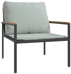 3 pcs conjunto lounge de jardim com almofadões aço antracite