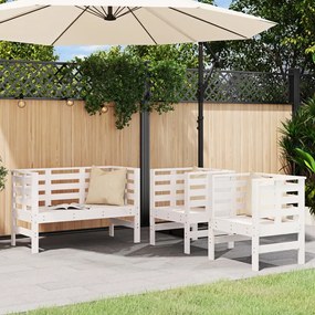 vidaXL 3 pcs conjunto lounge de jardim madeira de pinho maciça branco