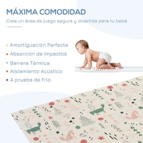 HOMCOM Tapete Infantil Dobrável Acolchoado com 2 Faces Tapete de Jogos para Bebé Reversível Impermeável Antiderrapante com Ampla Superfície 200x150cm Multicor