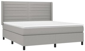 Cama box spring c/ colchão e LED 160x200 cm tecido cinza-claro