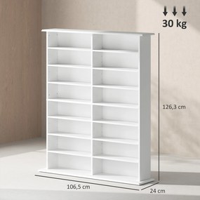 Organizador para CD e DVD com 16 compartimentos e 12 prateleiras ajustáveis 106,5 L x 24 P x 126,3 A cm, capacidade máxima de 720 CD/396 DVD e Blu-ray