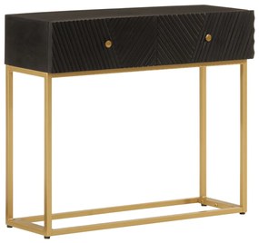 vidaXL Mesa consola 90x30x76 cm mangueira maciça e ferro preto