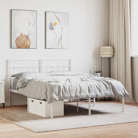 Estrutura de cama com cabeceira 150x200 cm metal branco