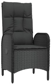9 pcs conjunto de jantar p/ jardim c/ almofadões vime PE preto