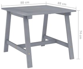 Mesa de jantar para jardim 88x88x74 cm acácia maciça cinzento