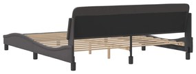 Estrutura cama c/ cabeceira 180x200cm couro artificial cinzento