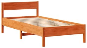 Cama c/ estante sem colchão 100x200cm pinho maciço castanho-mel
