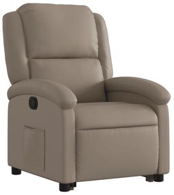 Poltrona reclinável elevatória couro artificial cor cappuccino