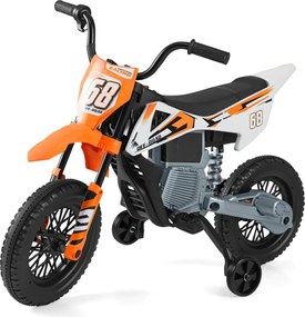 Mota elétrica para crianças 12V com rodas de treino removíveis e suspensão com molas Laranja