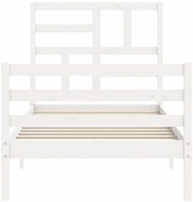 Estrutura cama de solteiro c/ cabeceira madeira maciça branco