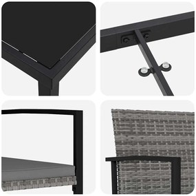 Conjunto de Jantar de Jardim 5 Peças Cinza Rattan PE