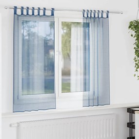 Cortinas de voile com laços 2 pcs azul real 140x175 cm